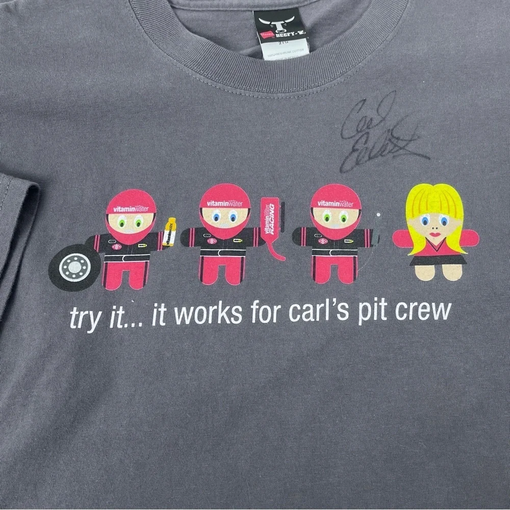 Carl Edwards Signed #99 Vitamin Water Racing Gray Pitcrew Shirt Size 2XL; NASCAR